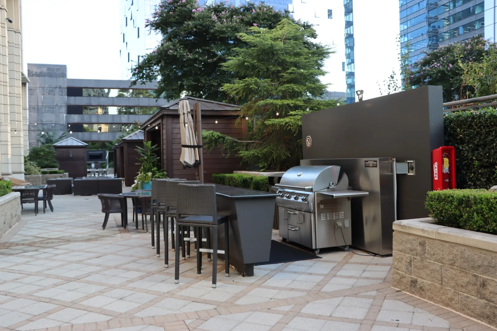 The outdoor summer kitchen and grill counter